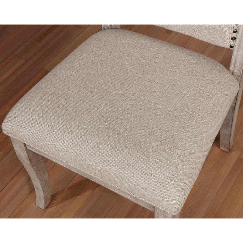 Rustic Natural Fabric Dining Chairs, Set of 2