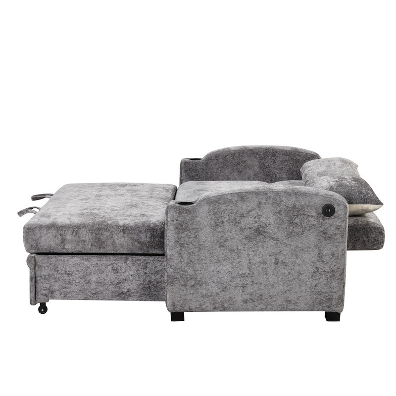Merax Modern Chenille Convertible Loveseat Sofa