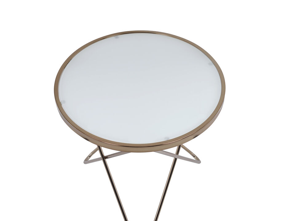 ACME Valora End Table, Champagne & Frosted Glass
