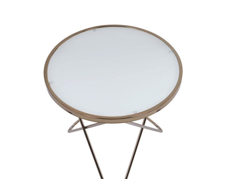 ACME Valora End Table, Champagne & Frosted Glass