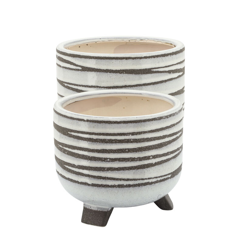 Ceramic Footed Planter, White