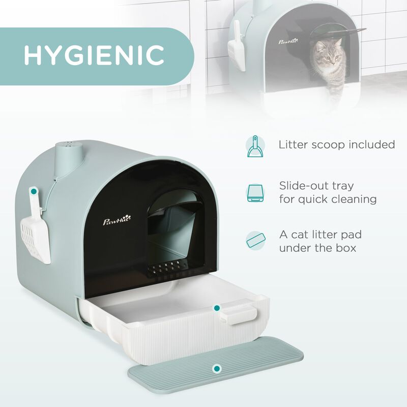 Green Cat Hygiene: Covered Litter Box with Tray & Scoop