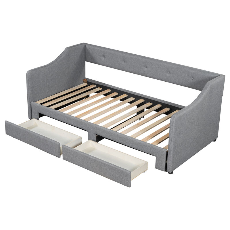 Merax Upholstered Daybed Bed with 2 Drawers