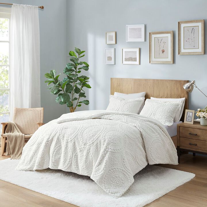 Gracie Mills Blum Faux Fur Medallion Duvet Cover Set