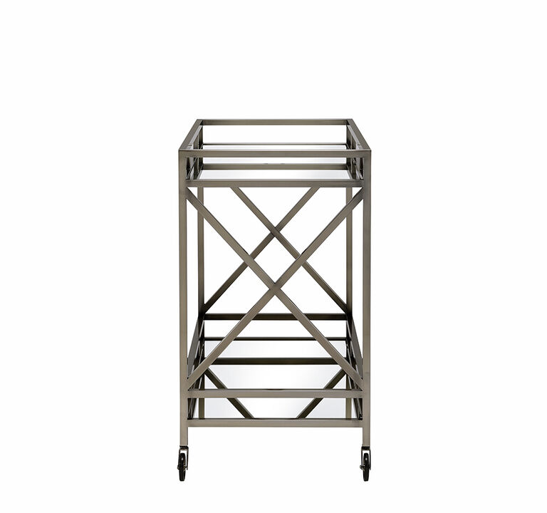 ACME Kristensen Serving Cart, Antique Gold & Mirror