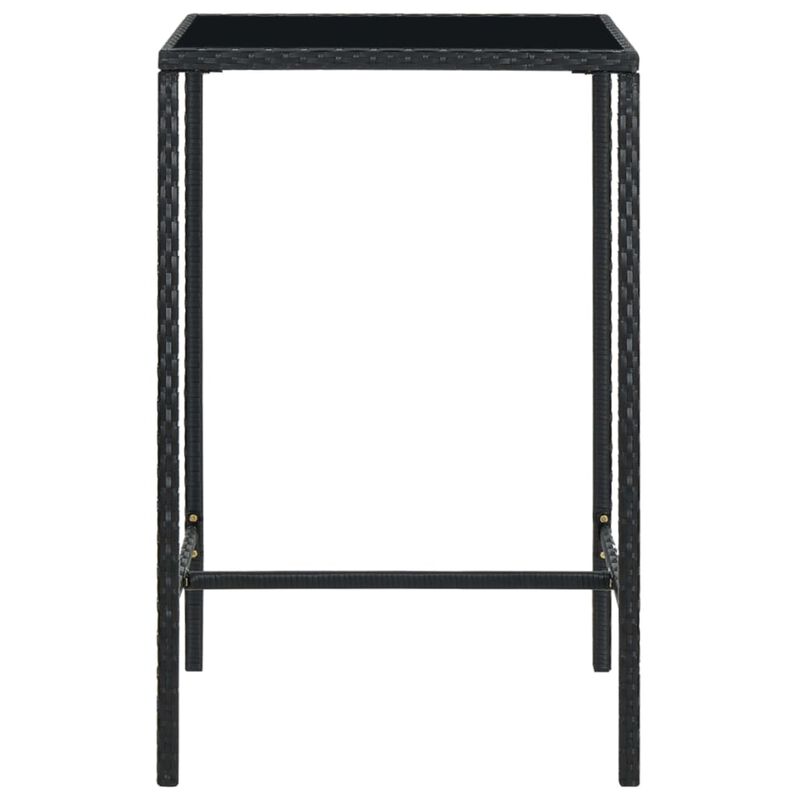 vidaXL Garden Bar Table Black 27.6"x27.6"x43.3" Poly Rattan and Glass