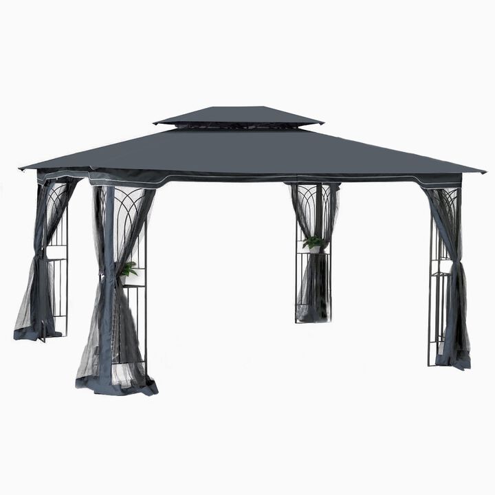 13x10 Ft Outdoor Patio Gazebo Canopy Tent with Ventilated Double Roof, Mosquito Net, and Detachable Mesh Screen Suitable for Lawn, Garden, Backyard