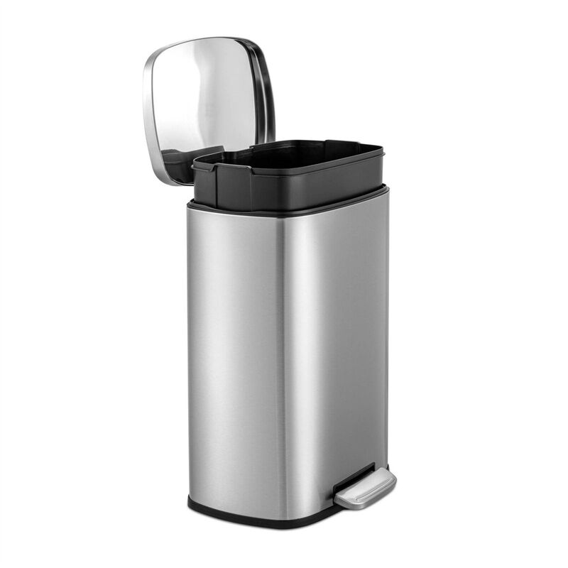 Step Pedal Stainless Steel Trash Can Durable Kitchen Waste Bin with Soft-Close Lid