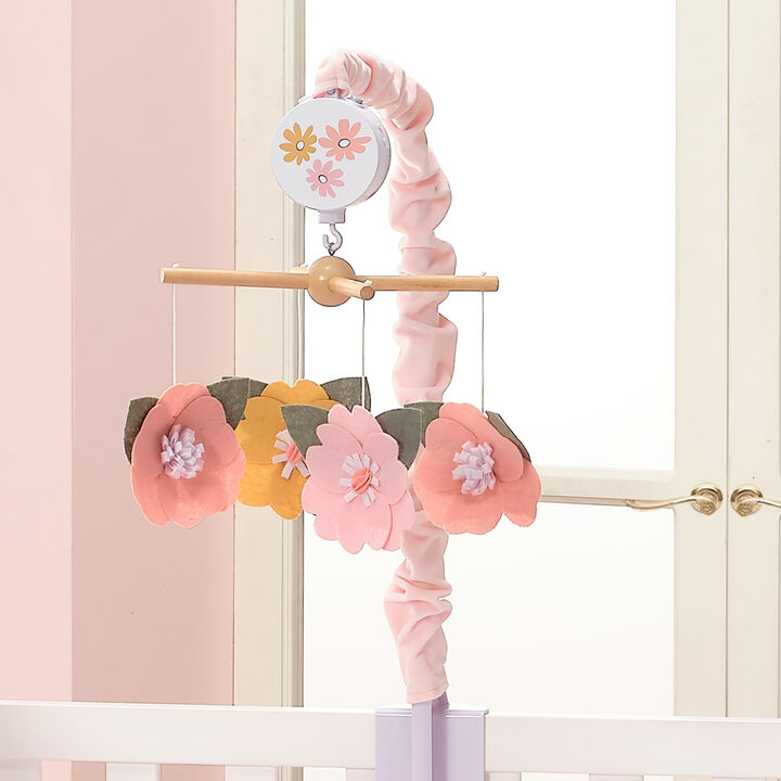 Lambs & Ivy Little Garden Felt Flowers Musical Baby Crib Mobile Soother Toy