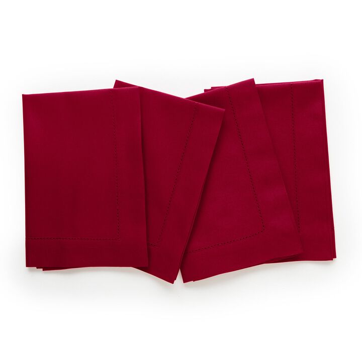Solino Home Cotton Linen Hemstitch Dinner Napkins 20 x 20 Inch Set of 4
