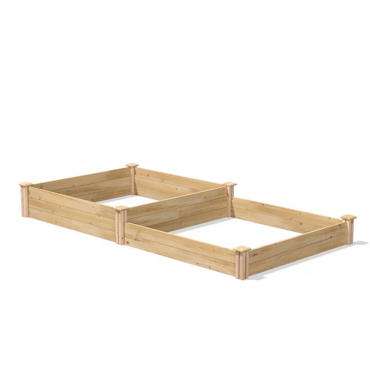 QuikFurn 4 ft x 8 ft Cedar Wood 2 Tier Raised Garden Bed