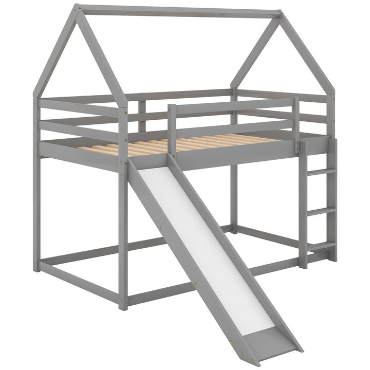 Merax Twin Size Bunk House Bed with Slide and Ladder.