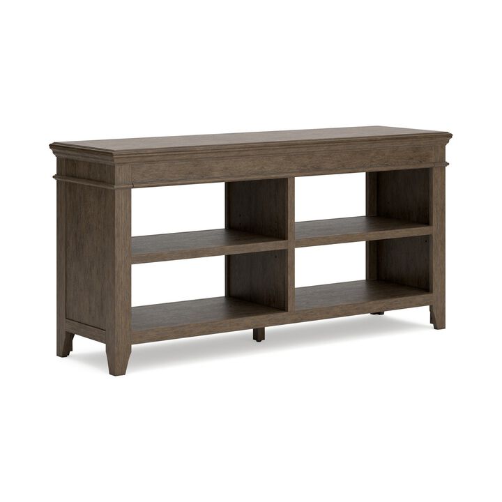 Vells 60 Inch Credenza Table, 2 Adjustable Shelves, Brushed Grayish Brown - Benzara