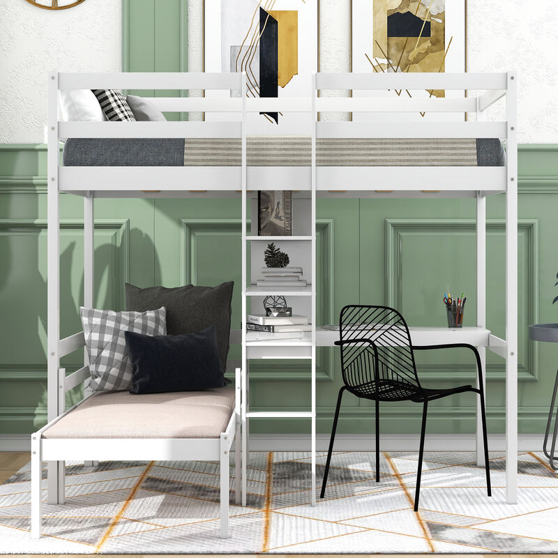 Merax  Convertible Loft Bed with L-Shape Desk