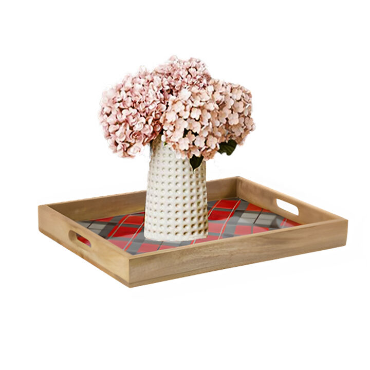 Plaid Tray for Serving, Storage, and Cozy Home Décor (Set of 2)