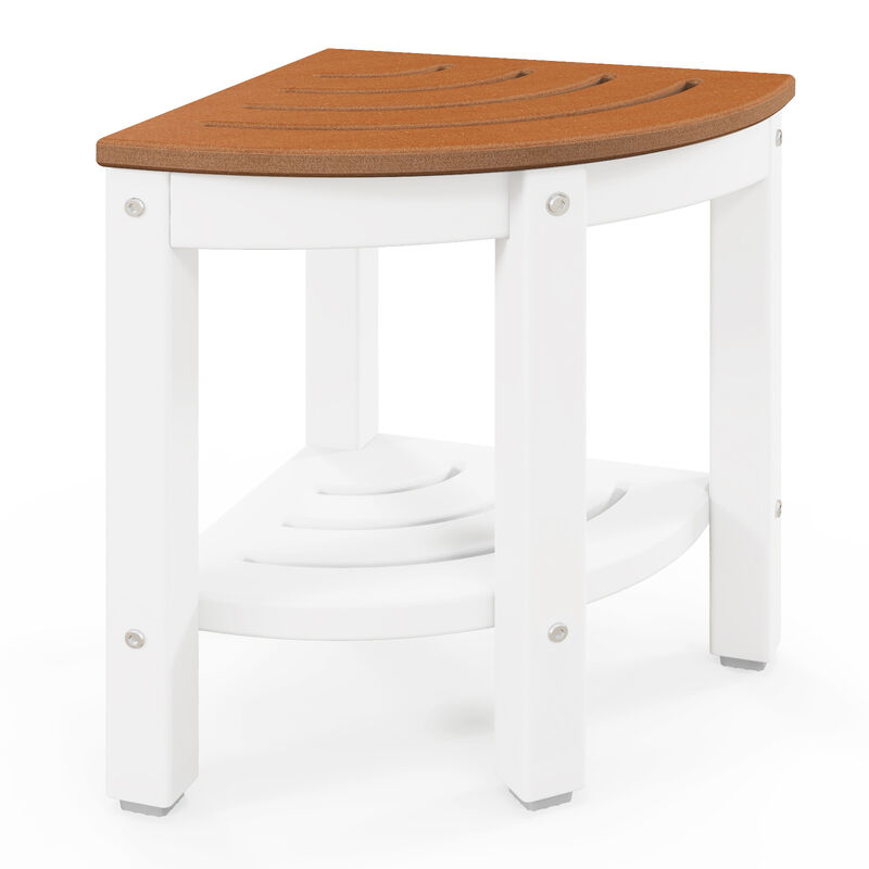 Heavy Duty Corner Shower Bench Stool with Storage Shelf for Shaving Legs