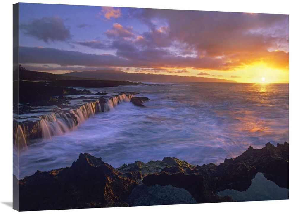 Sunset at Sharks Cove, Oahu, Hawaii-Canvas Art-40x30