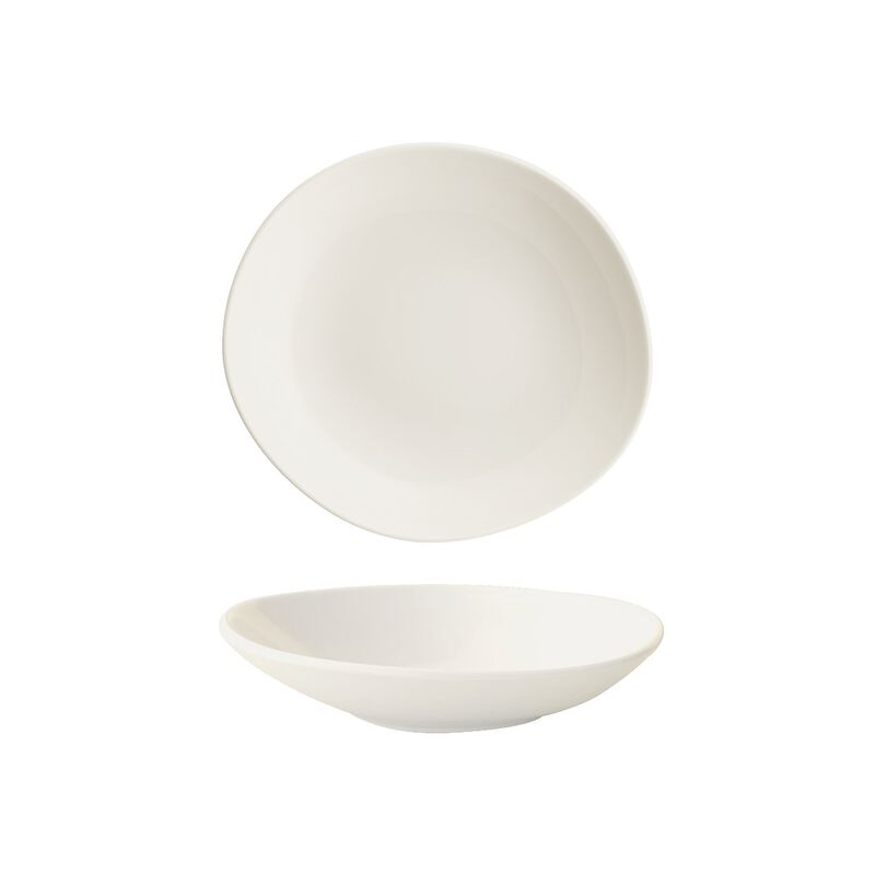 Vago 10.25" x 9.5" x h:2.5" 36 oz. Organic Warm White Porcelain Bowl (Set of 2)