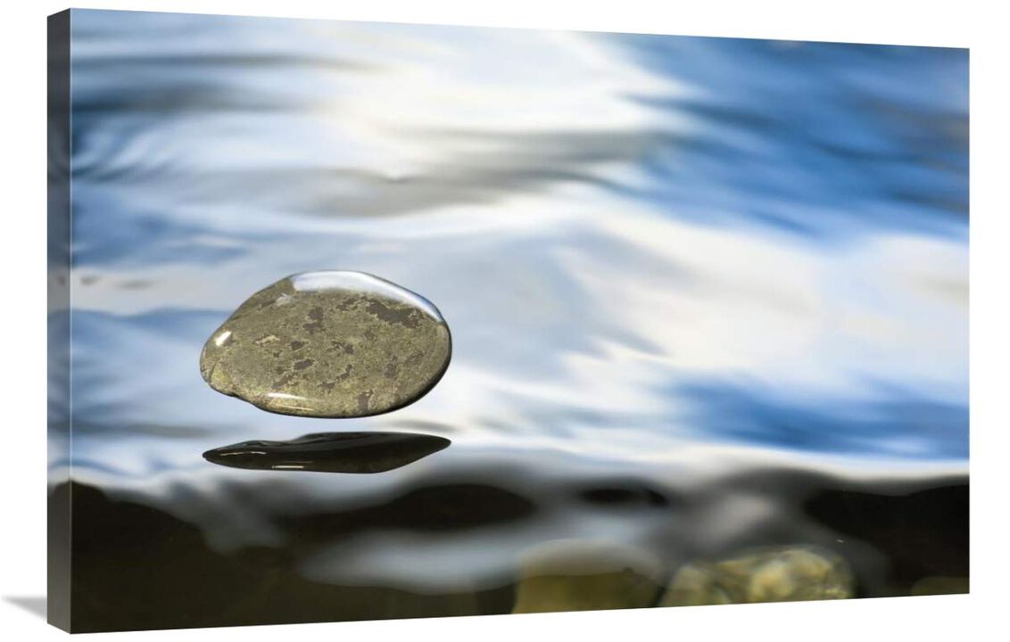 Skipping stone just about to hit the waters surface-Canvas Art-36x24