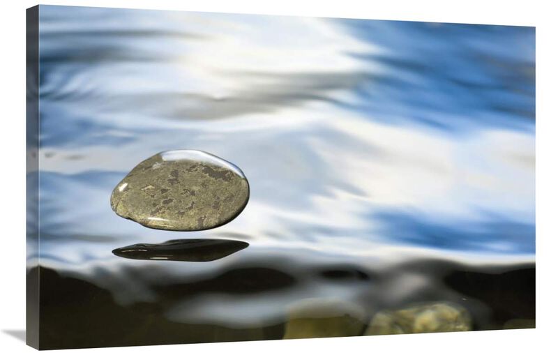 Skipping stone just about to hit the waters surface-Canvas Art-36x24