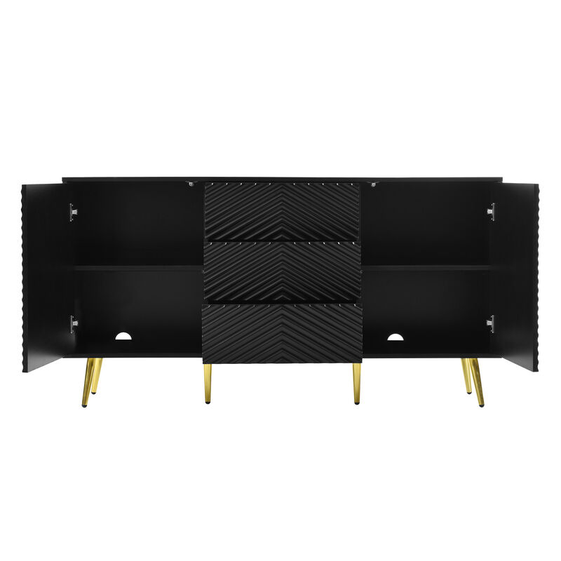 Merax Modern Sideboard with Geometric Line Design
