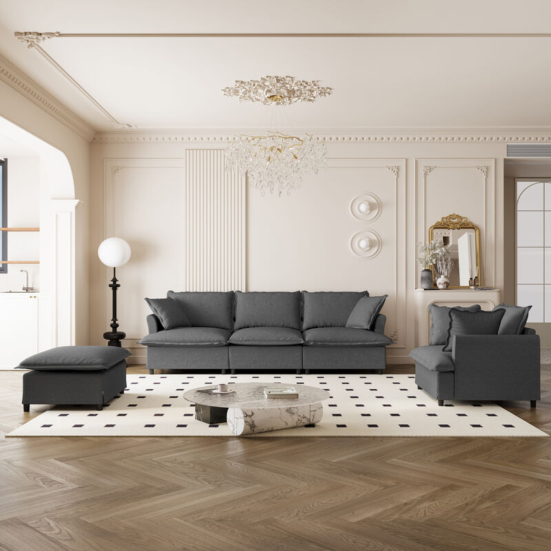Merax Chenille Sectional Sofa Couch Indoor Furniture Set