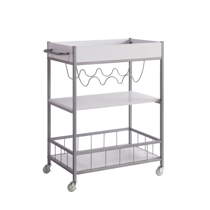 Kitchen Cart White Silver