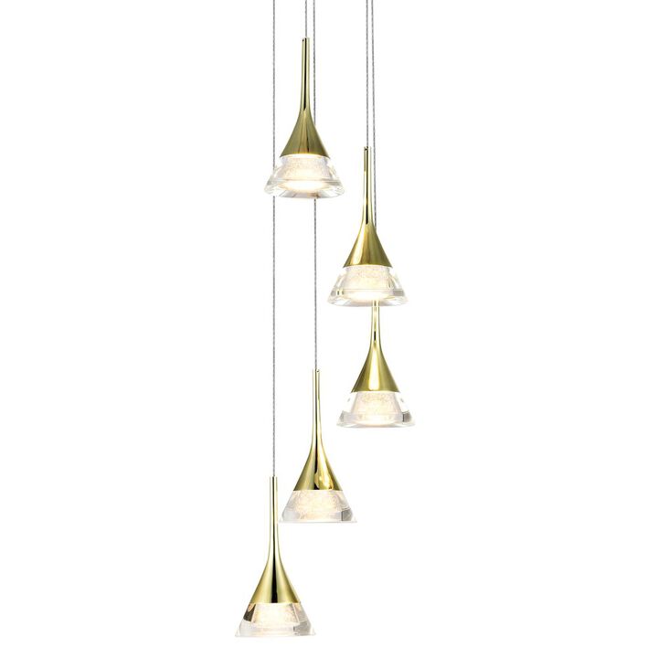 VONN Lighting 5-Light Pendant Lighting Height Adjustable Integrated LED Chandelier