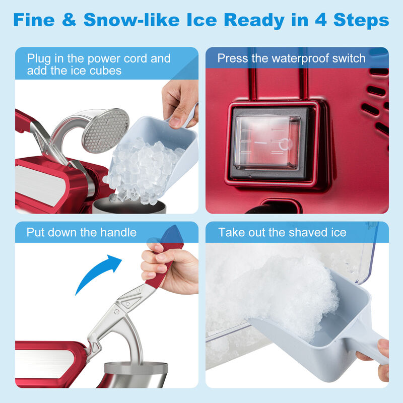 300W Commercial Ice Crusher with Dual Blades and Safety Switch