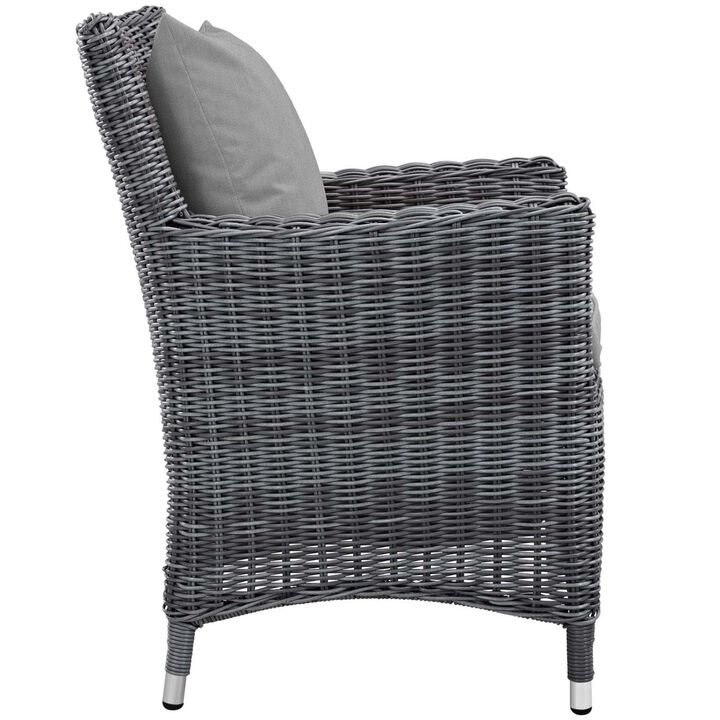 Modway Summon Wicker Rattan Outdoor Patio Sunbrella Dining Armchair in Canvas Gray