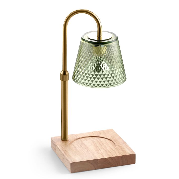 Candle warm lamp with dimmer and timer, aromatherapy wax candle melt lamp, adjustable height, green glass lamp shade, preferred for gifts