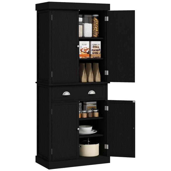 72" H Colonial Kitchen Pantry Freestanding Storage Cabinet White