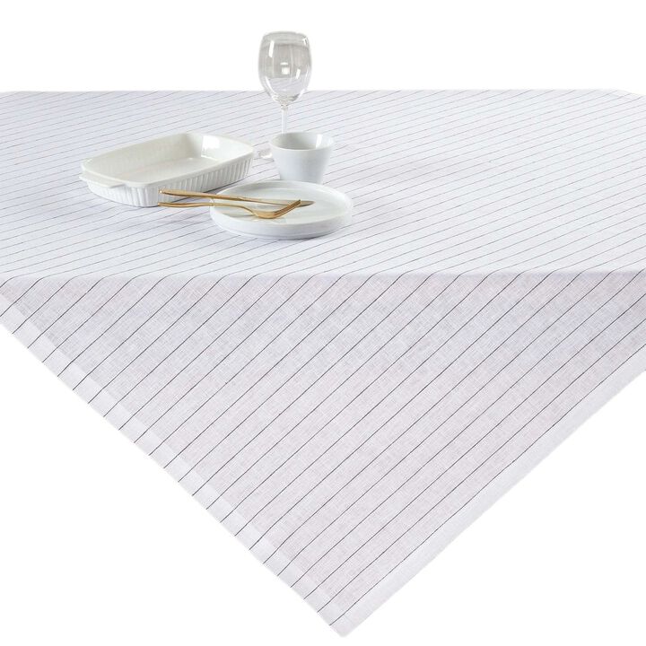Solino Home 100% Pure Linen Table Throw 52 x 52 Inch | Pinstripe for Valentines