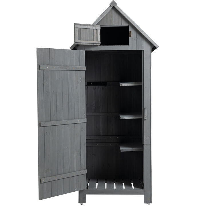 30.3 X 21.3 X 70.5 H Outdoor Storage Cabinet Tool Shed Wooden Garden Shed