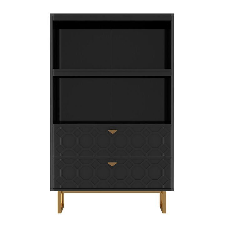 55.6 in. Tall Black Wood Display Bookcase Storage Organizer