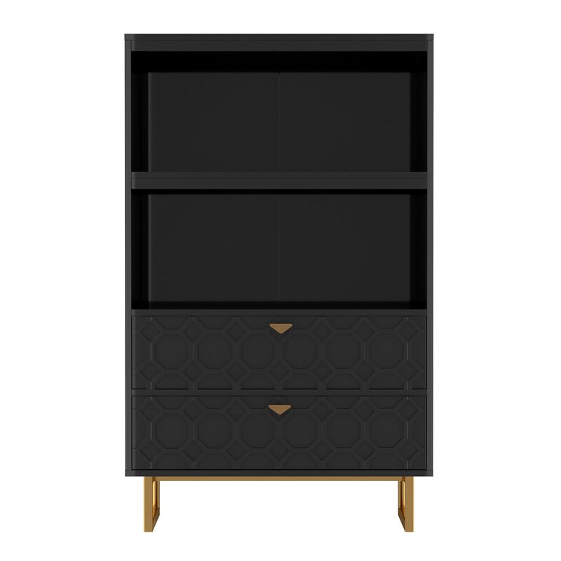55.6 in. Tall Black Wood Display Bookcase Storage Organizer