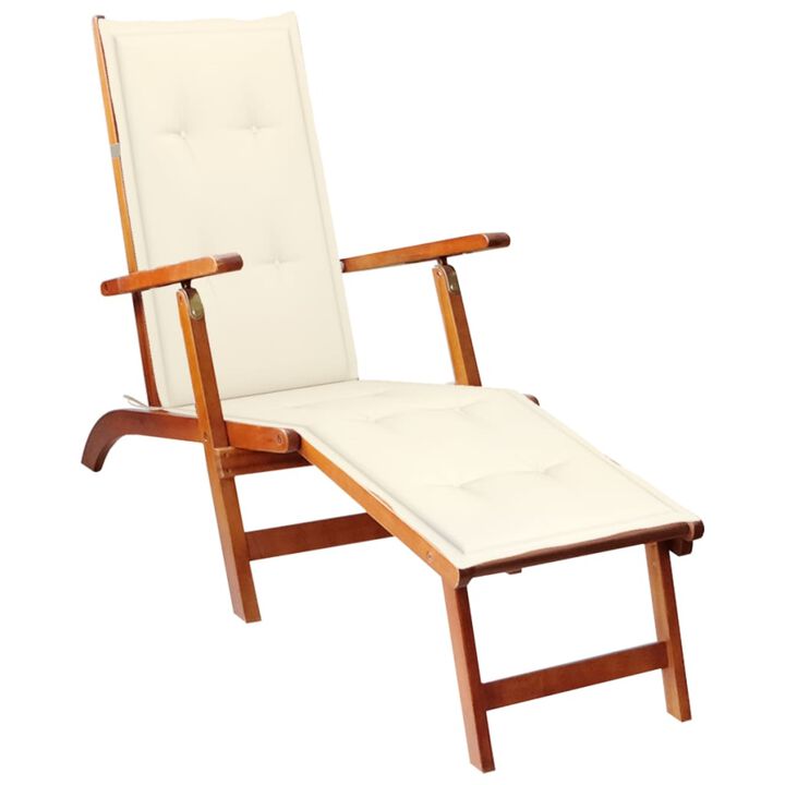 vidaXL Deck Chair Cushion Cream (29.5"+41.3")x19.7"x1.6"