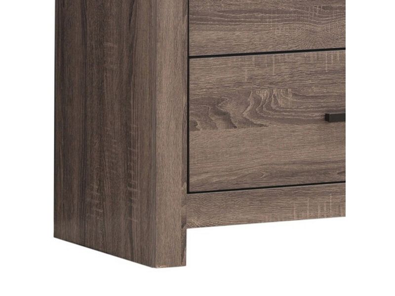4 Drawer Chest with Metal Bar Pulls, Brown - Benzara