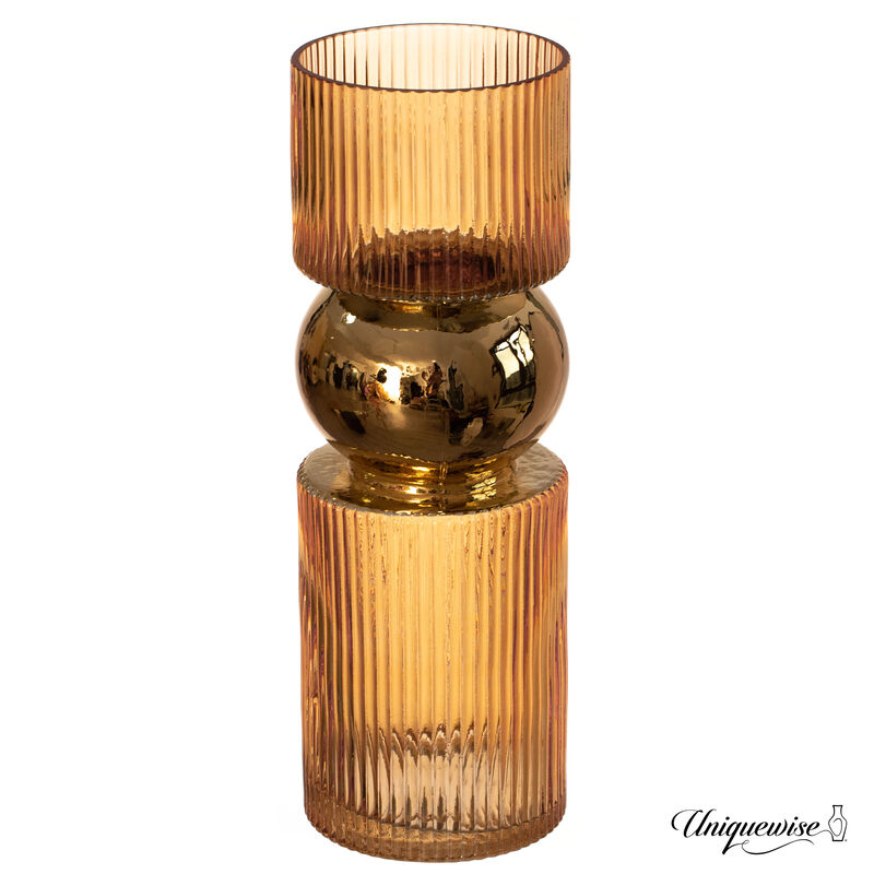 Set of 2 Decorative Orange Glass Vases