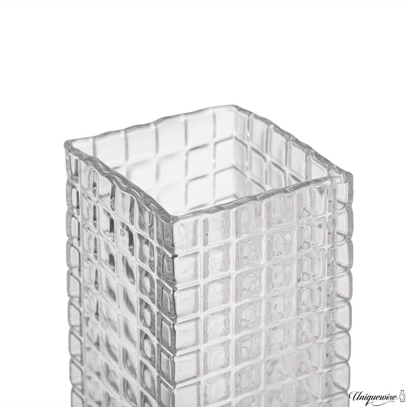 10-Inch Square Frosted Clear Glass Vase