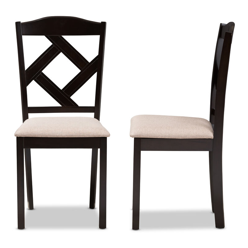 Baxton Studio Ruth Modern Grey Fabric Upholstered Dining Chairs Set of 2
