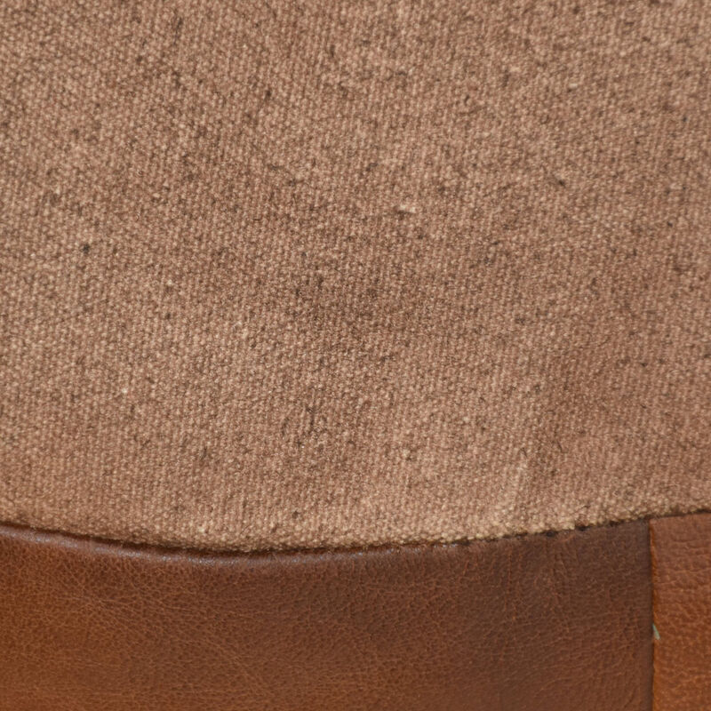 Geometric Handmade Leather Round Pouf 16"x16"x16" (Recycled Foam with Fibre Fill) Cognac Color BBBACPF39 BBH Homes
