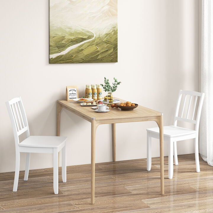 Wood Dining Chair Set of 2 with Rubber Wood Legs