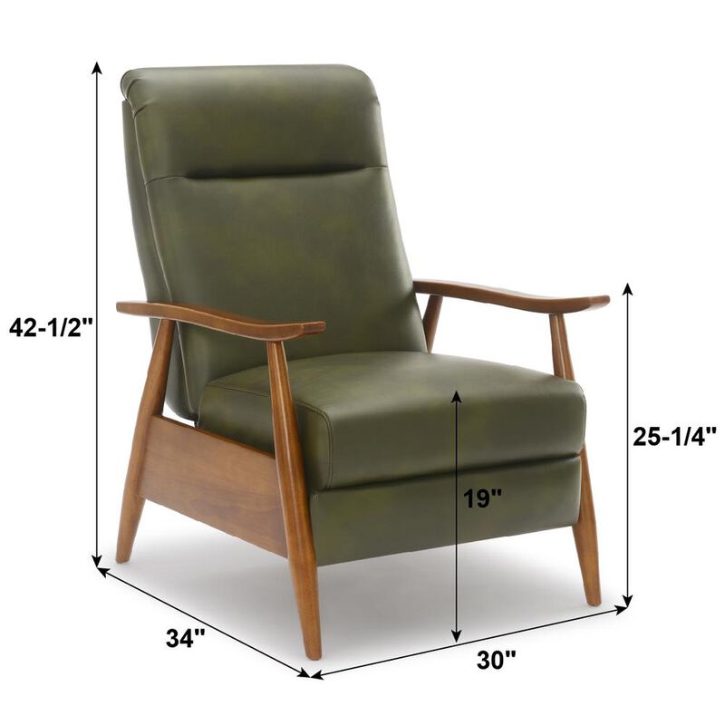 Comfort Pointe Solaris Wood Arm Push Back Recliner - Fern Green