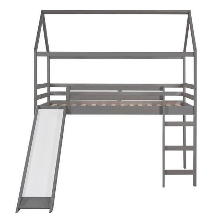 House-Themed Bed with Built-in Slide, Playful Toddler Bed Frame