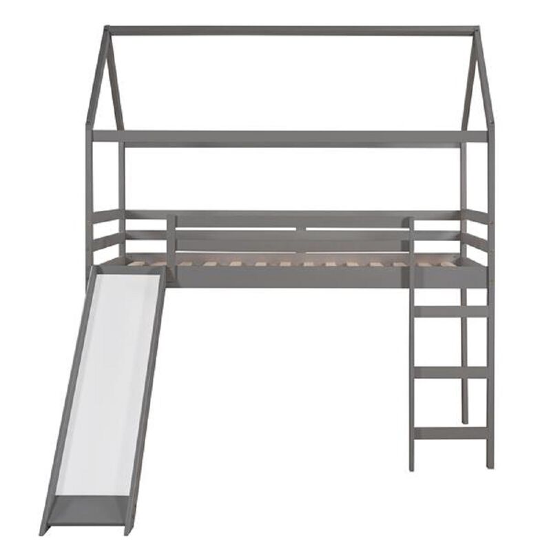 House-Themed Bed with Built-in Slide, Playful Toddler Bed Frame
