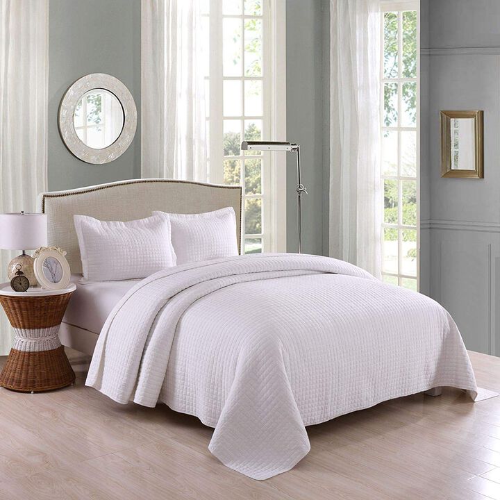 MarCielo White Cotton Quilt Set Bedspread Coverlet B33