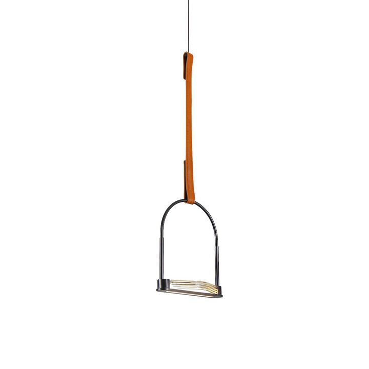 VONN Lighting Integrated LED Height Adjustable Pendant Light with Glass Shade in Black