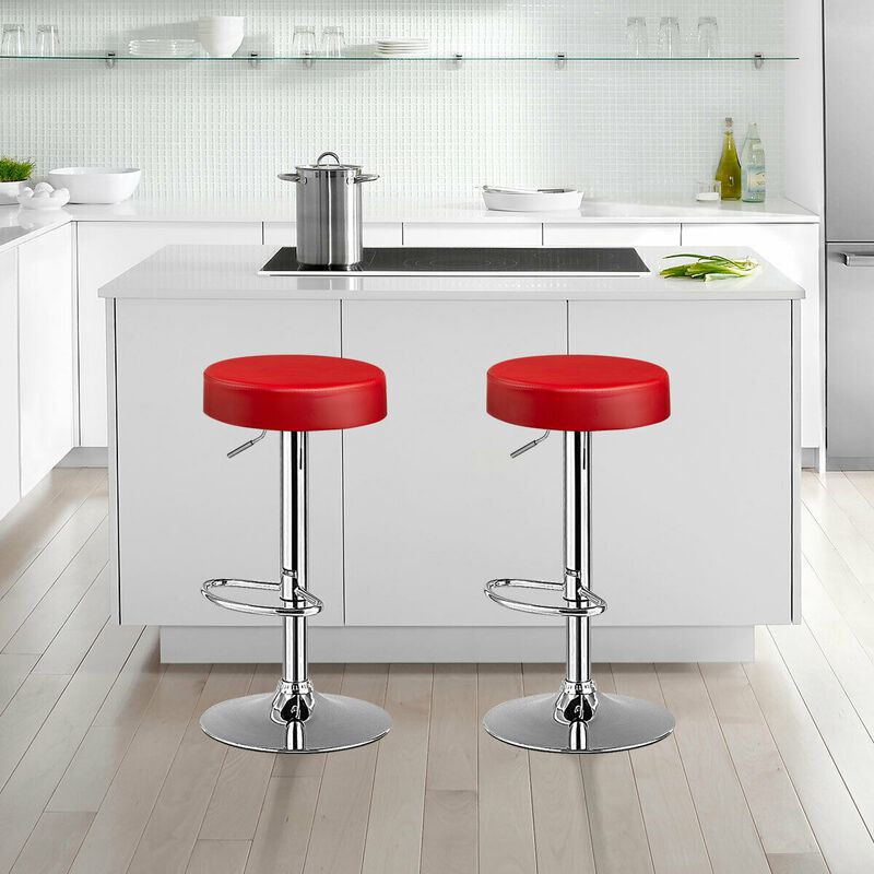 Set of 2 Adjustable Swivel Round Bar Stool  Pub Chairs