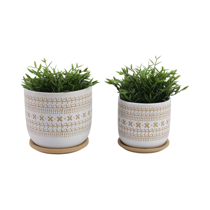 Brown Ceramic Saucer Planter Set